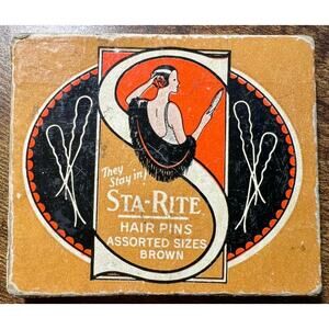 1920 STA-RITE Hair Pins Art Deco Original Box Bob-or-no-Bob No Show Made in USA